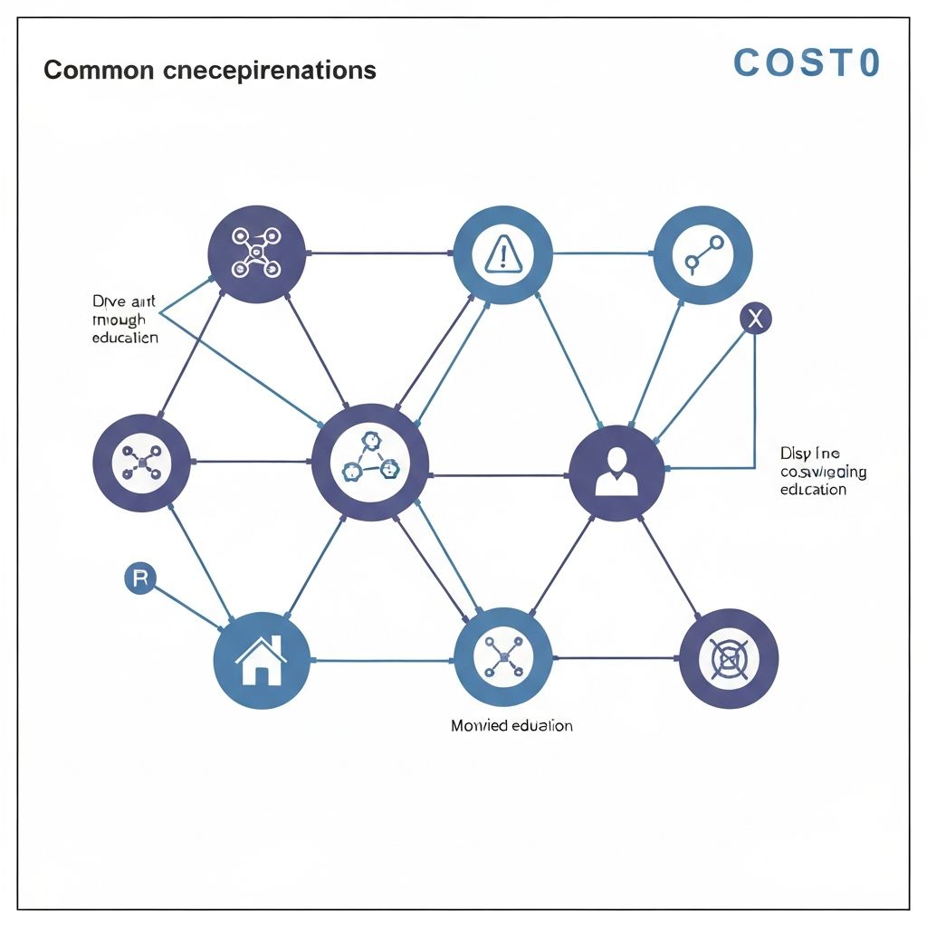 Abstract scientific diagram of interconnected concepts
